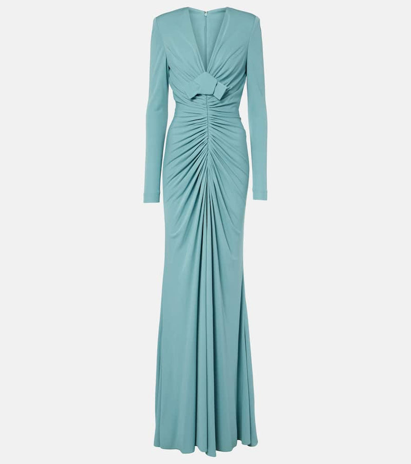 Elie Saab Bow-detail ruched jersey gown