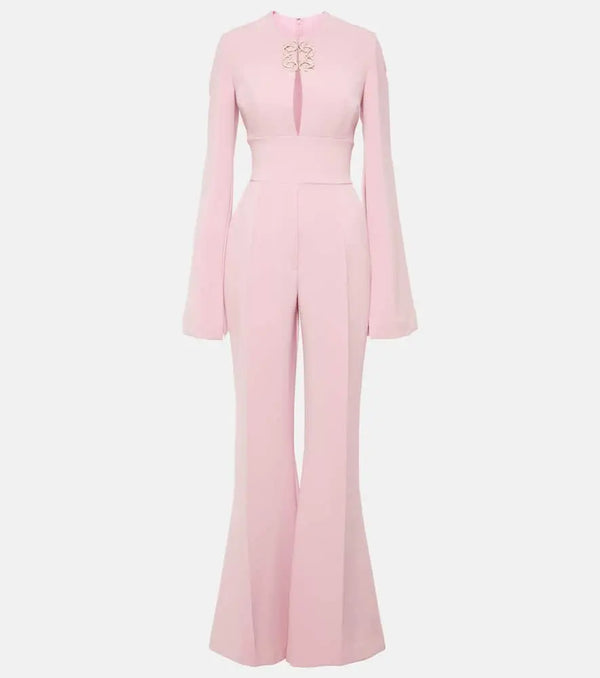 Elie Saab Embellished flared cady jumpsuit | LYBSTORE