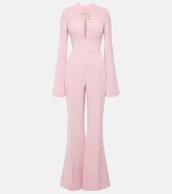 Elie Saab Embellished flared cady jumpsuit