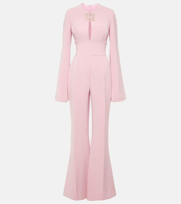 Elie Saab Embellished flared cady jumpsuit