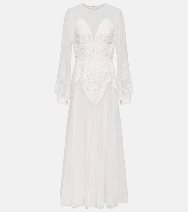 Elie Saab Lace-trimmed midi dress | LYBSTORE