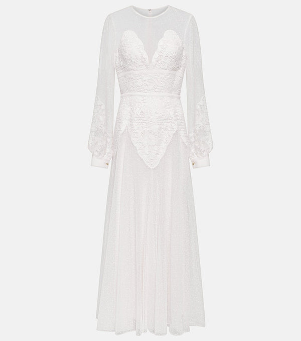 Elie Saab Lace-trimmed midi dress