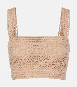 Elie Saab Macramé cotton-blend crop top