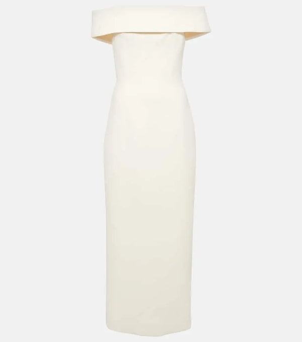 Emilia Wickstead Bridal Sandra off-shoulder crêpe midi dress