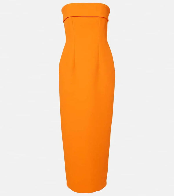 Emilia Wickstead Keeley strapless crêpe midi dress | LYBSTORE