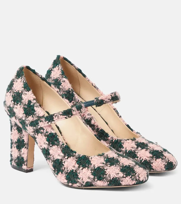 Emilia Wickstead Orelia checked tweed Mary Jane pumps | LYBSTORE