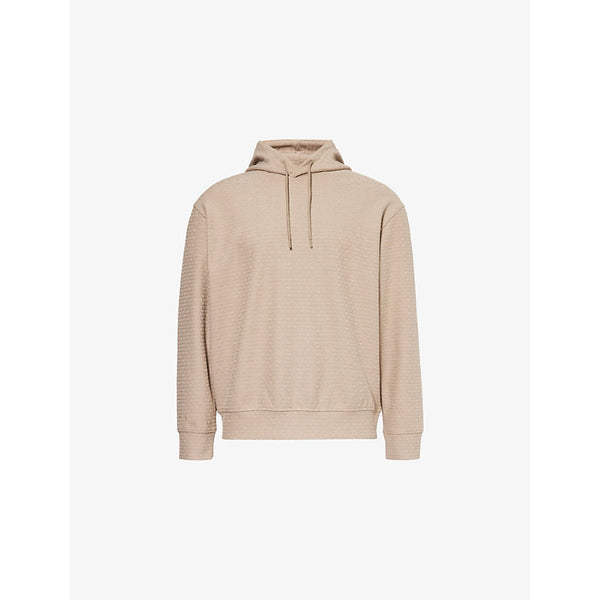 Emporio Armani All-Over Logo-Embroidered Lyocell and Cotton-Blend Hoody