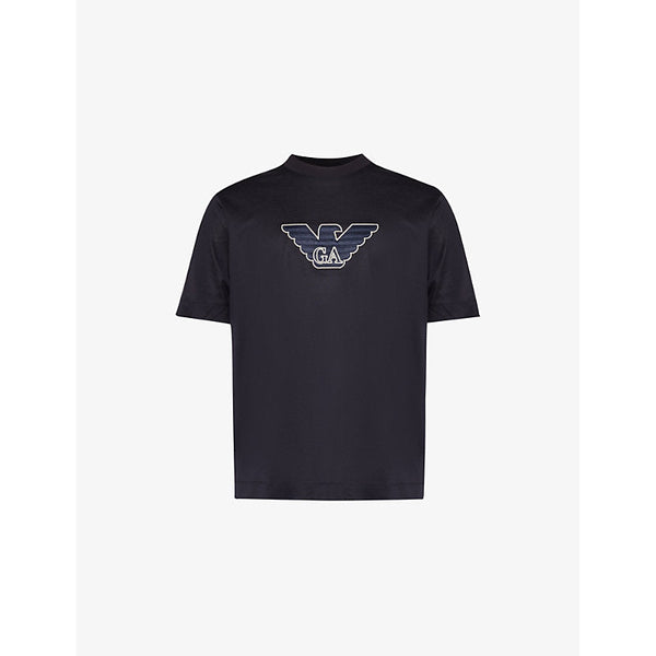 Emporio Armani Big Eagle Logo-Embroidered Lyocell and Cotton-Blend T-Shirt