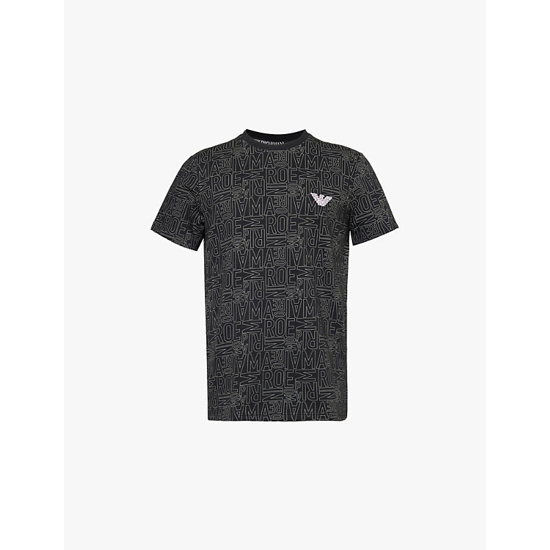 Mens Emporio Armani Brand-embroidered cotton-jersey T-shirt