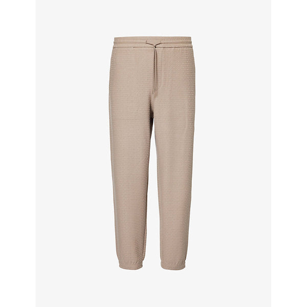 Emporio Armani Brand-pattern welt-pockets straight-leg relaxed-fit stretch-woven blend jogging bottoms