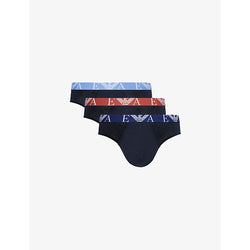 Emporio Armani Branded-waistband pack of three stretch-cotton briefs