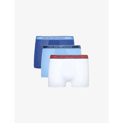 Mens Emporio Armani Branded-waistband pack of three stretch-cotton trunks