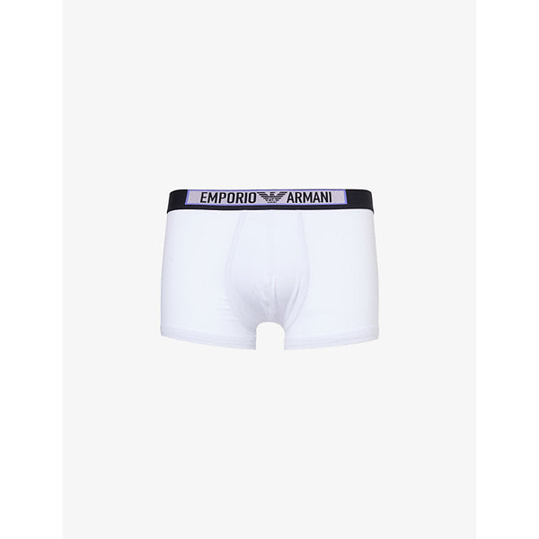 Mens Emporio Armani Branded-waistband stretch organic-cotton trunks