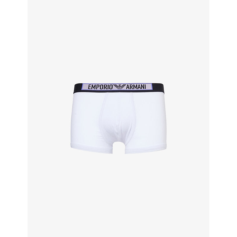 Mens Emporio Armani Branded-waistband stretch organic-cotton trunks