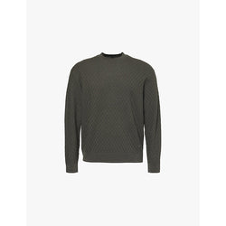 Mens Emporio Armani Embossed-pattern crew-neck regular-fit wool jumper