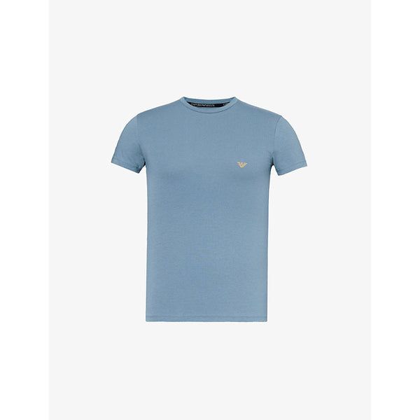 Emporio Armani Embroidered-branded relaxed-fit stretch-cotton T-shirt