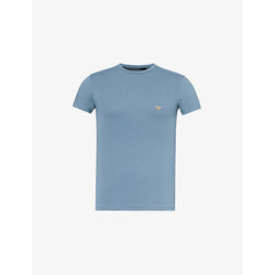  Emporio Armani Embroidered-branded relaxed-fit stretch-cotton T-shirt