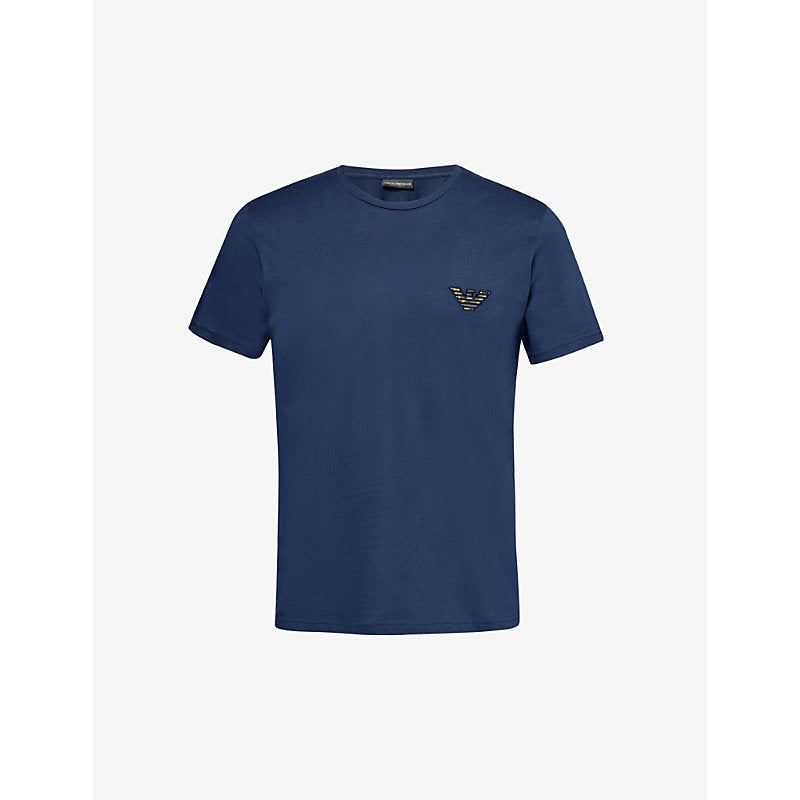  Emporio Armani Logo-embroidered relaxed-fit cotton-jersey T-shirt