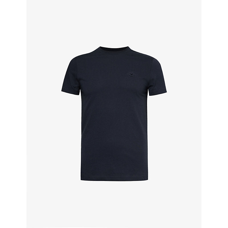 Mens Emporio Armani Logo-patch relaxed-fit cotton-jersey T-shirt