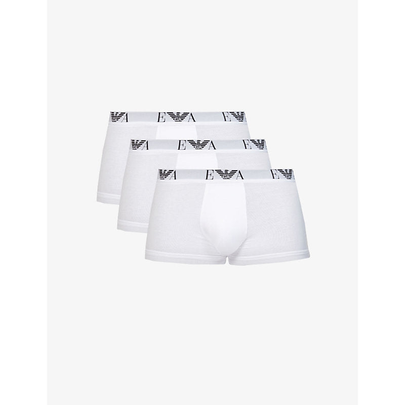 Mens Emporio Armani Logo-print stretch-cotton trunks pack of three