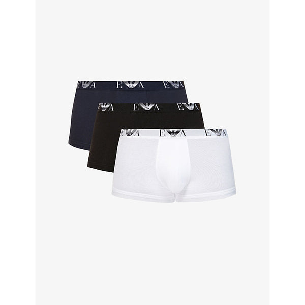 Mens Emporio Armani Logo-print stretch-cotton trunks pack of three