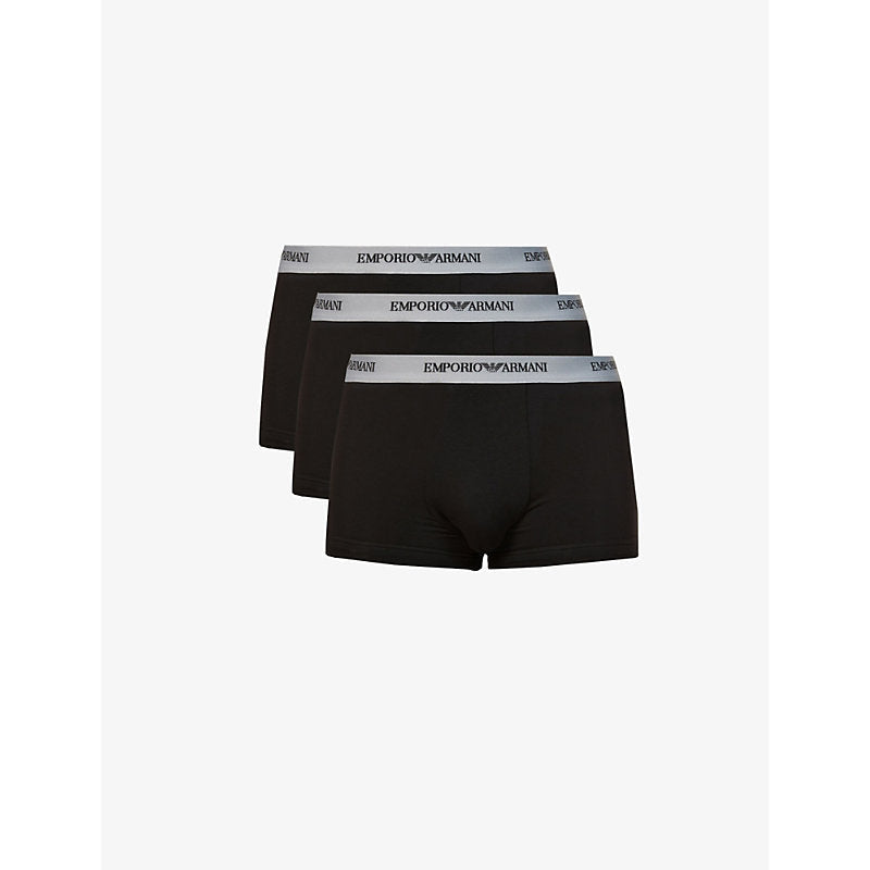 Mens Emporio Armani Pack of three logo-embellished stretch-cotton boxers