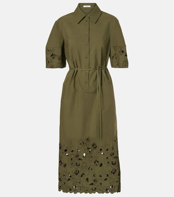 Erdem Belted cotton-blend shirt dress | LYBSTORE