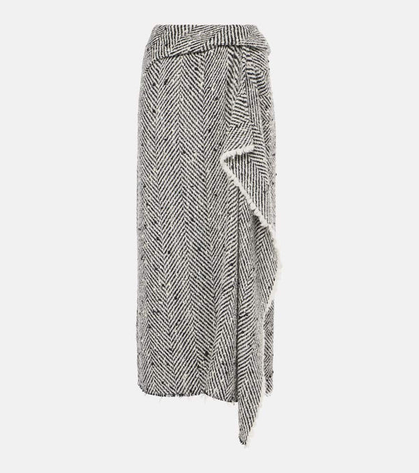 Erdem Draped herringbone midi skirt