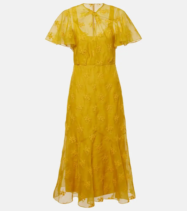 Erdem Embroidered silk organza midi dress | LYBSTORE