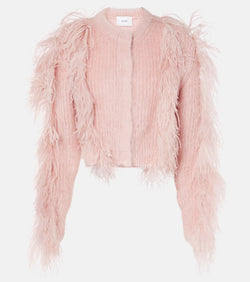 Erdem Feather-trimmed mohair-blend cardigan