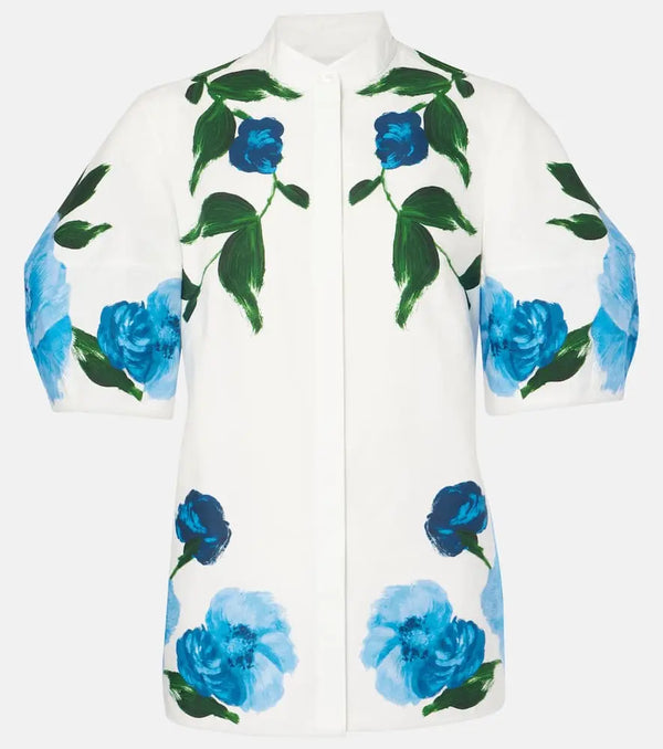 Erdem Floral balloon-sleeve cotton blouse | LYBSTORE