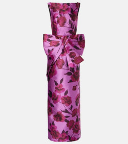 Erdem Floral bow-detail mikado gown