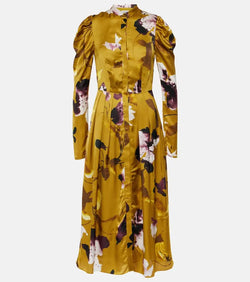 Erdem Floral satin midi dress | LYBSTORE