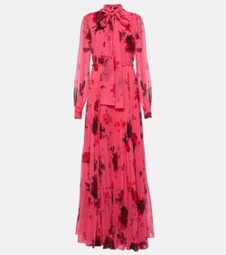 Erdem Floral tie-neck voile gown | LYBSTORE