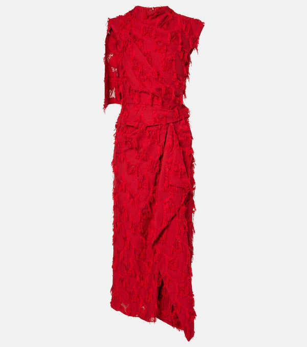 Erdem Fringed draped jacquard midi dress