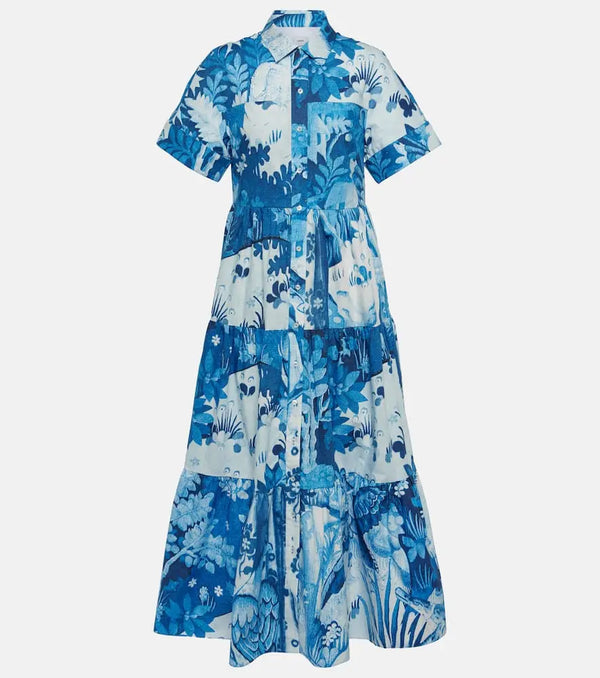 Erdem Printed cotton poplin shirt dress | LYBSTORE