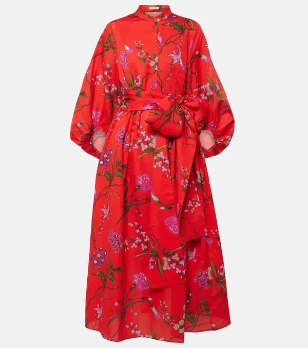 Erdem Tie-detail cotton and linen midi dress | LYBSTORE