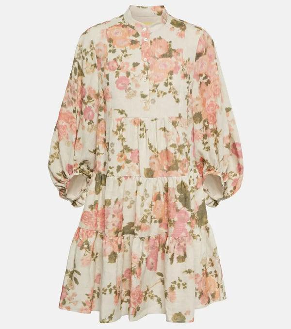 Erdem Winnona floral linen minidress | LYBSTORE