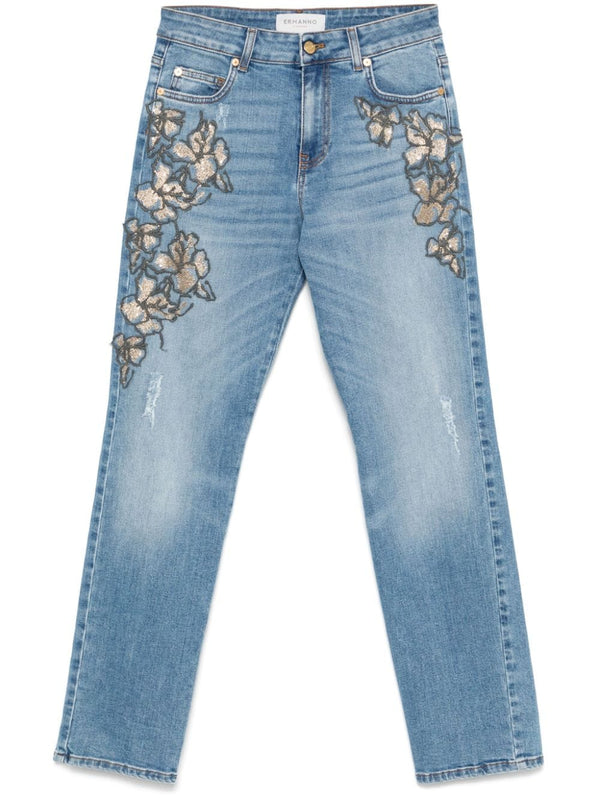 Ermanno Embroidered Denim Jeans