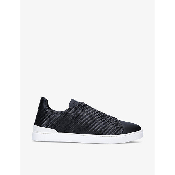  Ermenegildo Zegna Pelletessuta woven leather low-top trainers