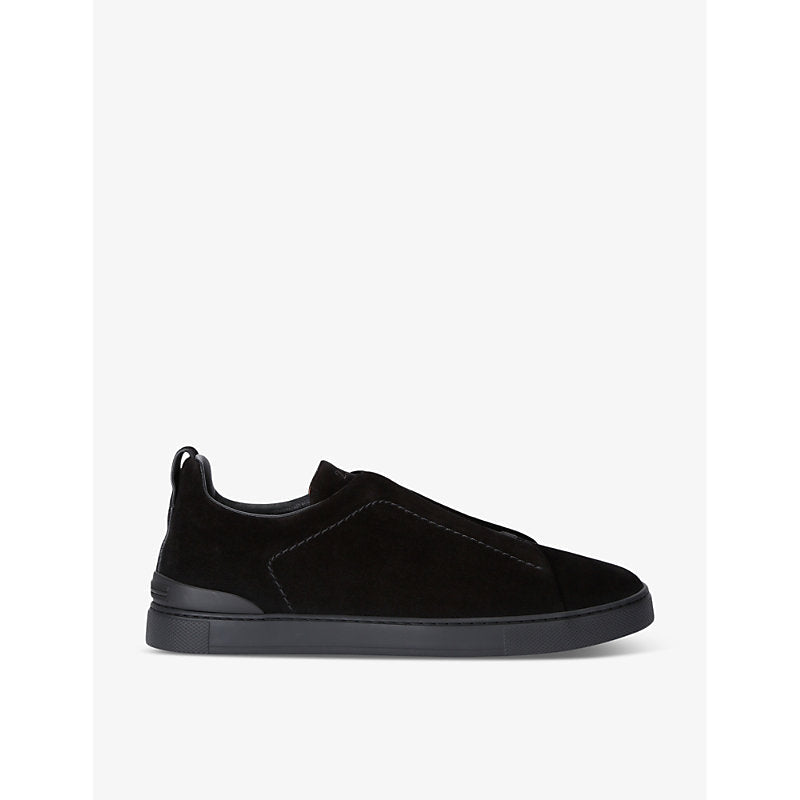 Ermenegildo Zegna Triple Stitch suede low-top trainers | LYBSTORE