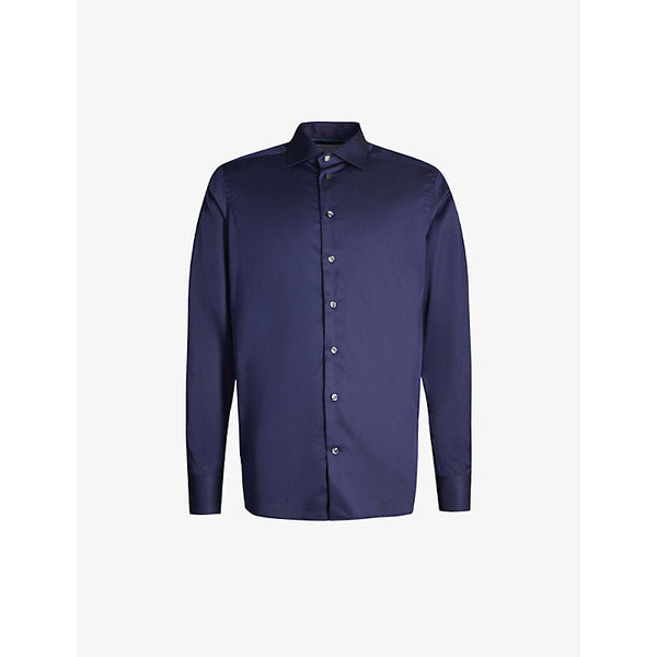 Eton Signature pleated-cuff regular-fit cotton-twill shirt | LYBSTORE