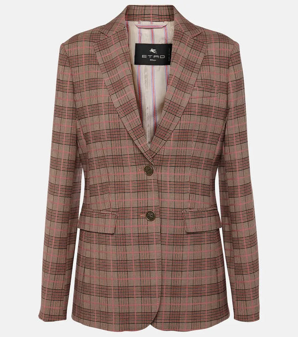 Etro Checked wool-blend blazer | LYBSTORE