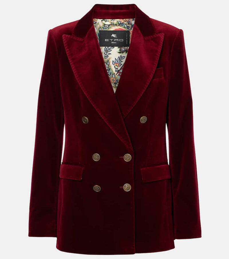 Etro Double-breasted cotton velvet blazer