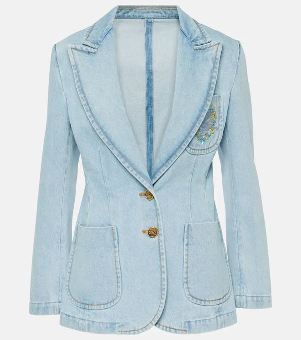 Etro Embroidered denim blazer | LYBSTORE