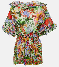 Etro Floral ruffled cotton blouse