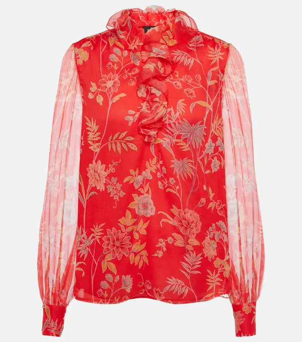 Etro Floral ruffled silk blouse | LYBSTORE