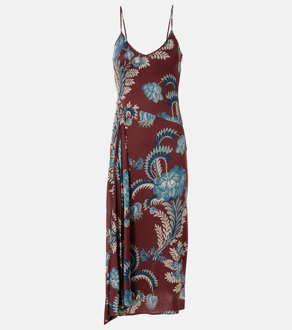 Etro Floral satin midi dress | LYBSTORE