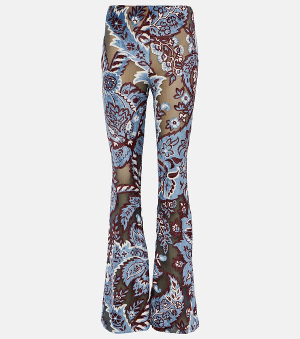 Etro Floral velvet jacquard flared pants | LYBSTORE