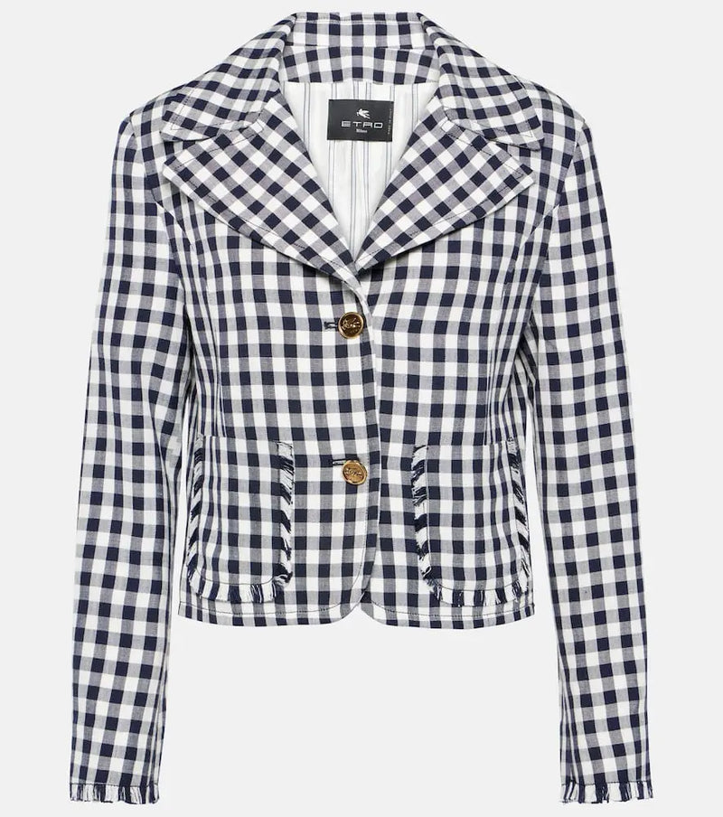 Etro Gingham cropped blazer | LYBSTORE